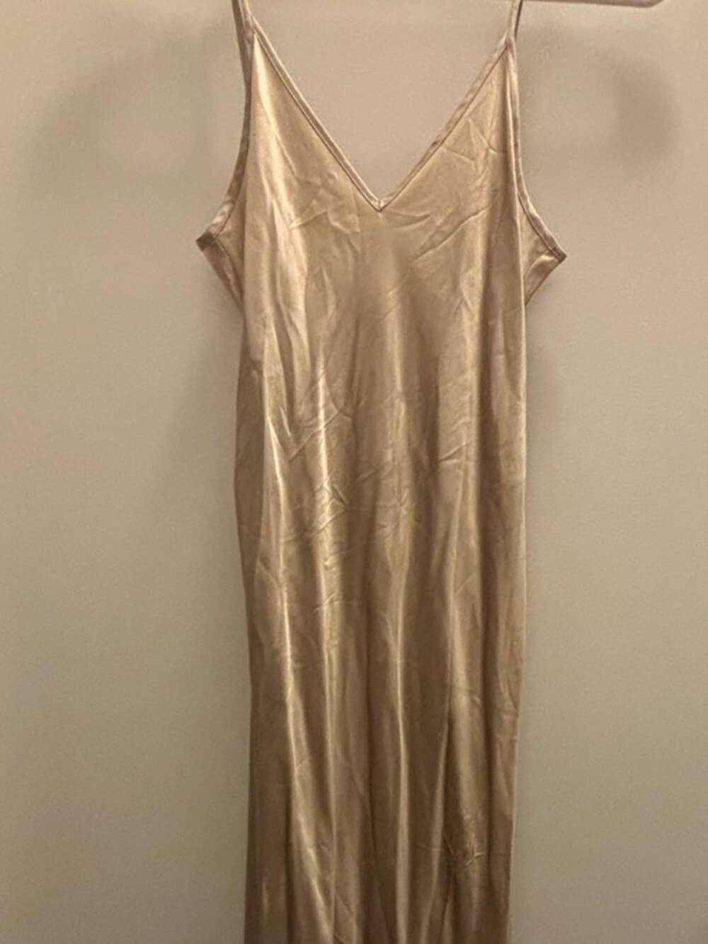 Quince XS Champagne Satin Slip Dress